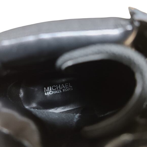 Michael Kors Black Lace Up Side Zip Ankle MOTO Chunky Lug Sole Biker Boots 7 1/2 - Picture 6 of 6